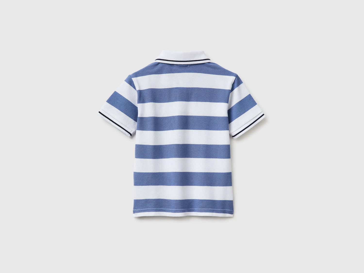 Benetton Blue Boys Striped Polo SKU: 37JJG3012_902 Image 02
