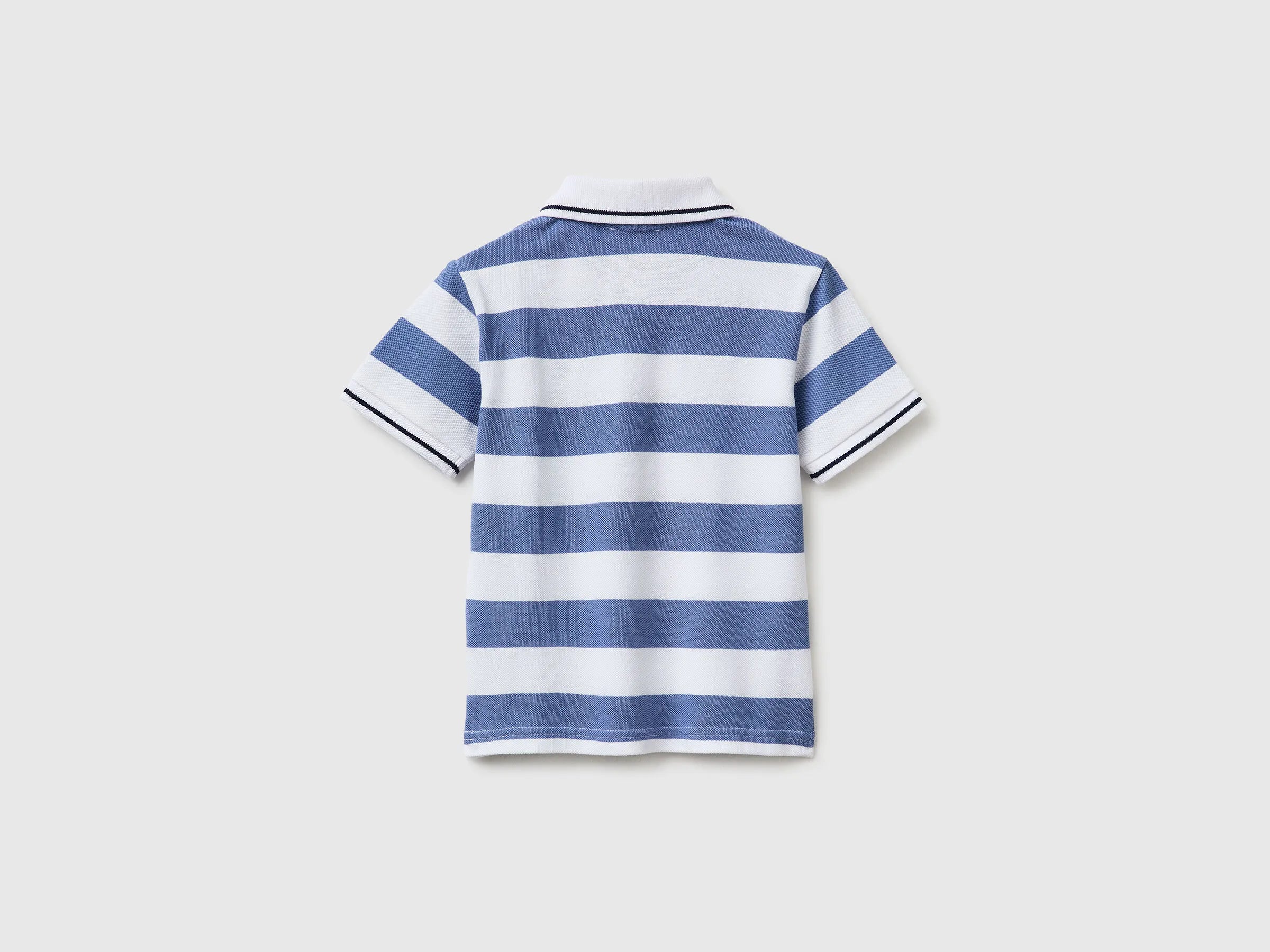 Benetton Blue Boys Striped Polo SKU: 37JJG3012_902 Image 02