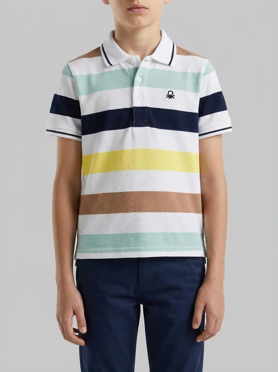 Benetton Multi-color Boys Striped Polo SKU: 37JJG3012_905 Image 00