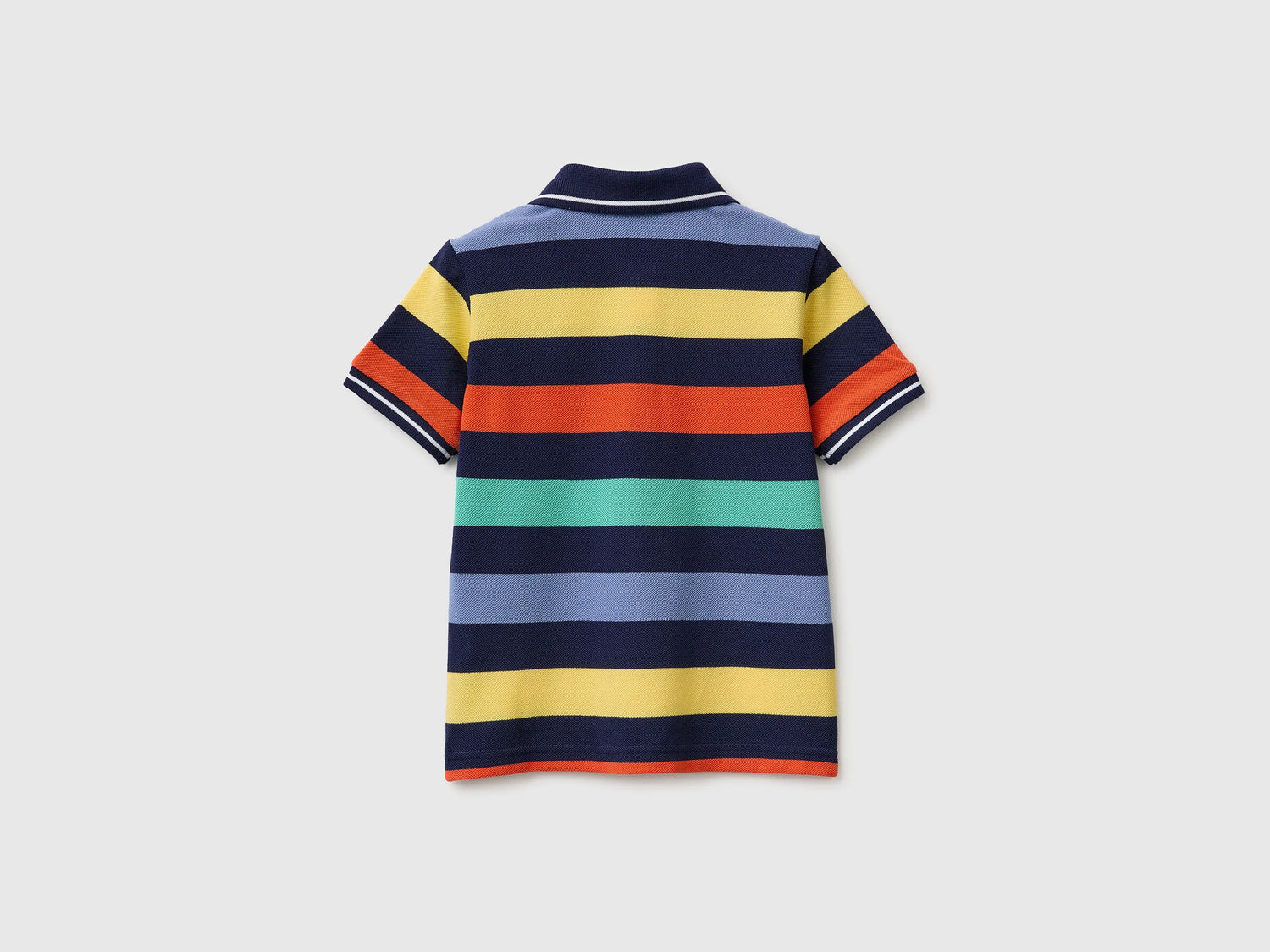 Benetton Dark Blue Boys Striped Polo SKU: 37JJG3012_907 Image 02