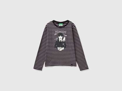 Striped Gray and Black Wednesday Addams T-Shirt_37JPC10ME_902_01