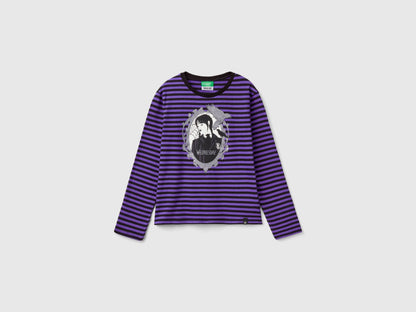 Striped Purple and Black Wednesday Addams T-Shirt_37JPC10ME_903_01