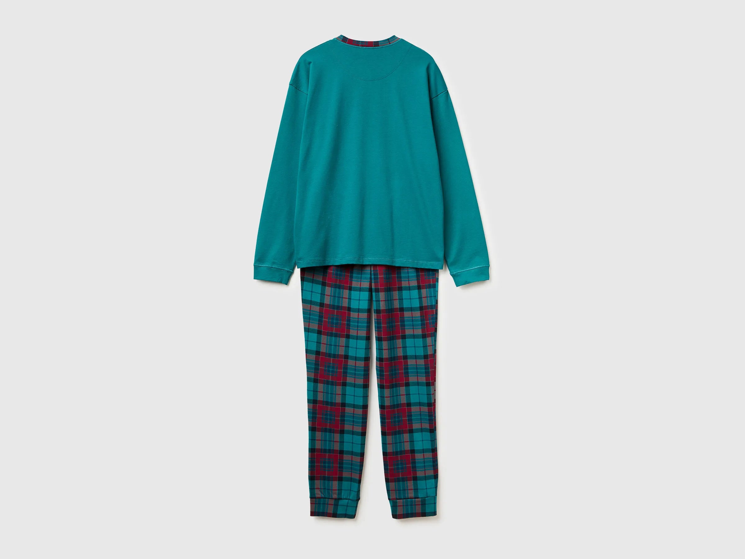 Benetton Green Men Pyjamas with Tartan Bottoms SKU: 37MW4P02N_1B0 Image 02
