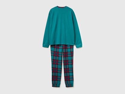 Benetton Green Men Pyjamas with Tartan Bottoms SKU: 37MW4P02N_1B0 Image 02