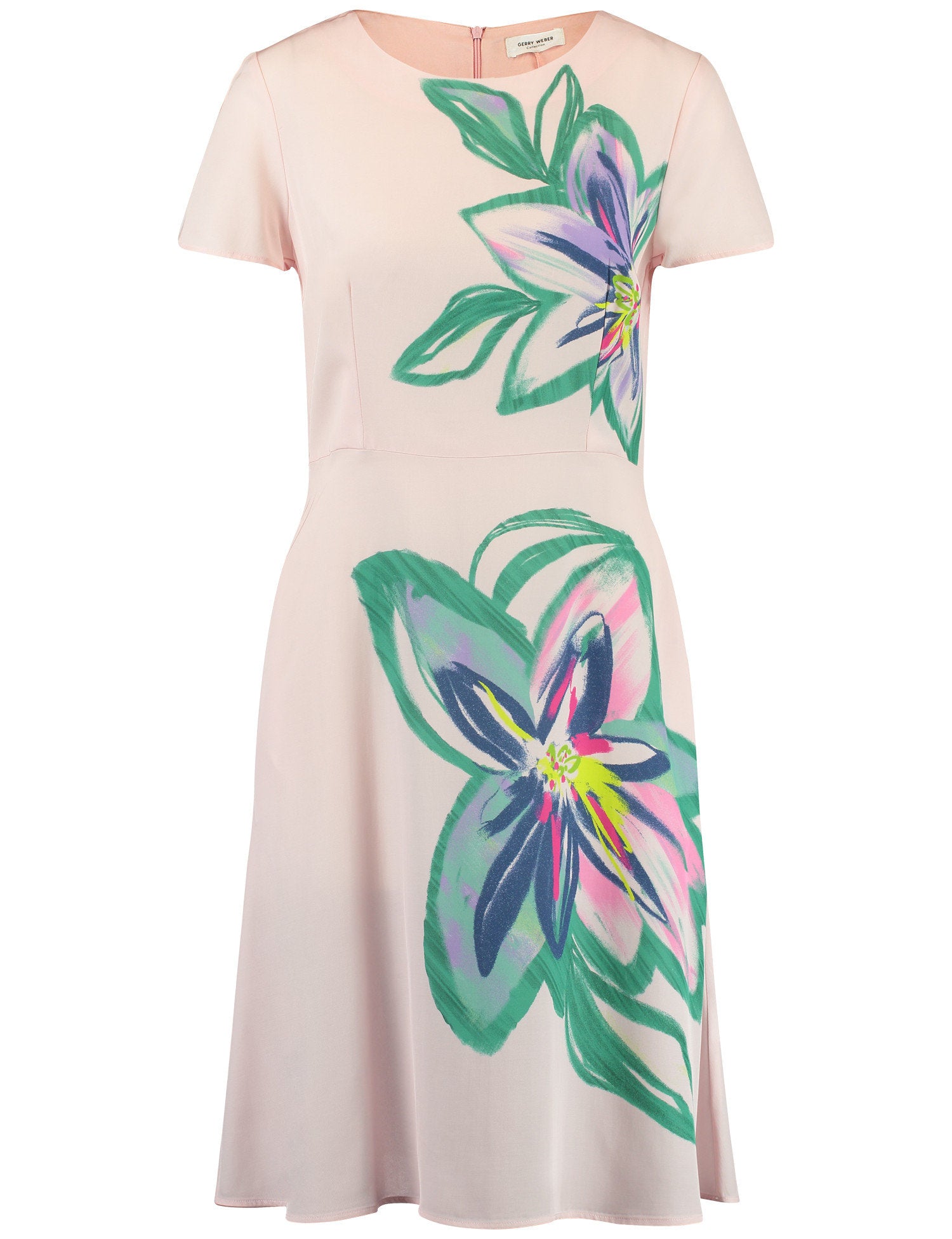 Short Sleeve Midi Dress With Floral Motif_380025 31521_3058_01