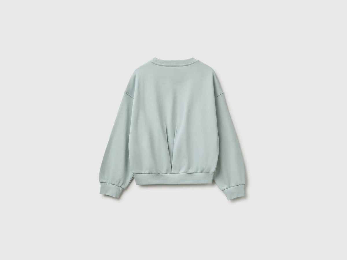 Benetton Light Green Girls 100% Cotton Closed Sweatshirt SKU: 38O3C10U6_00M Image 02