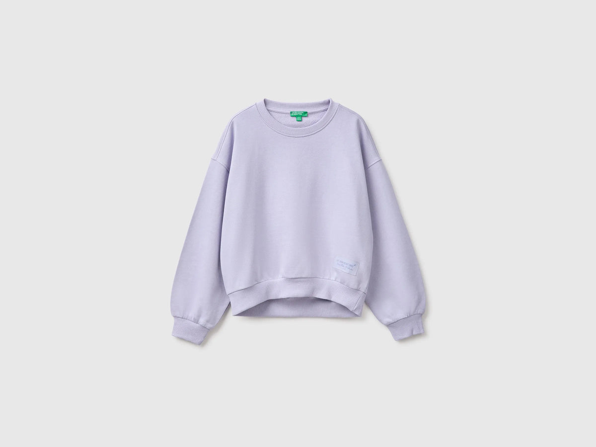 Benetton Lavender Girls 100% Cotton Closed Sweatshirt SKU: 38O3C10U6_19B Image 01