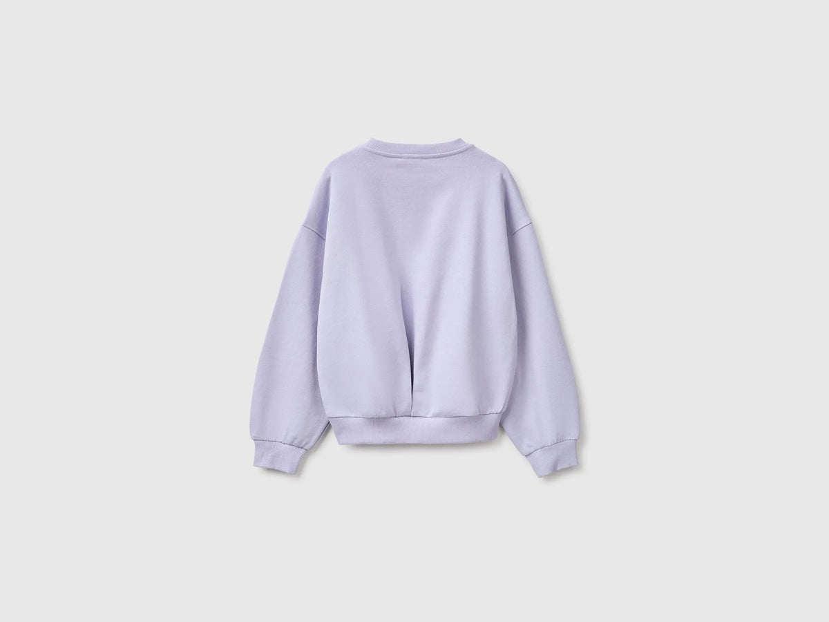Benetton Lavender Girls 100% Cotton Closed Sweatshirt SKU: 38O3C10U6_19B Image 02