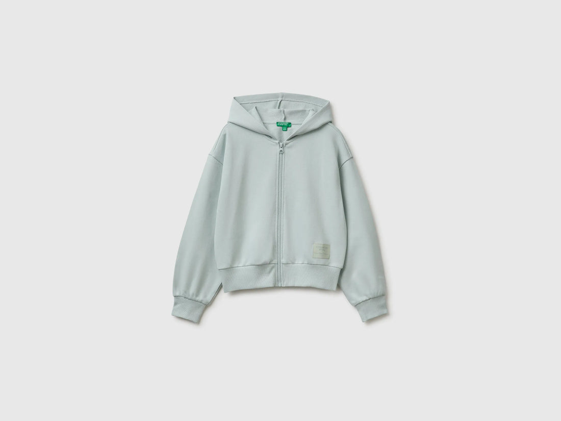 Benetton Light Green Girls 100% Cotton Hoodie SKU: 38O3C506C_00M Image 01