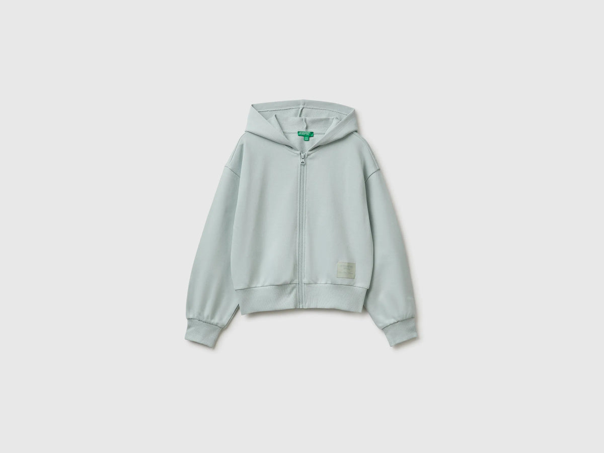 Benetton Light Green Girls 100% Cotton Hoodie SKU: 38O3C506C_00M Image 01