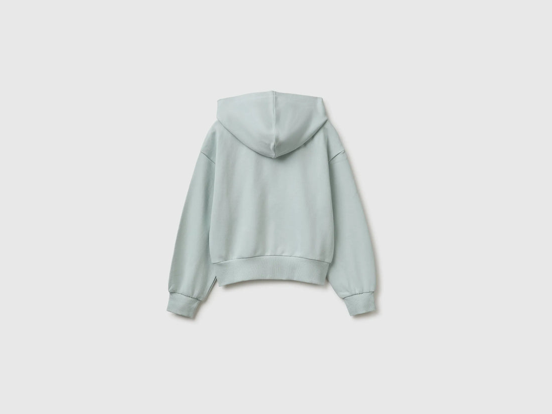 Benetton Light Green Girls 100% Cotton Hoodie SKU: 38O3C506C_00M Image 02