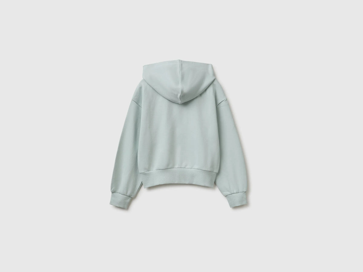 Benetton Light Green Girls 100% Cotton Hoodie SKU: 38O3C506C_00M Image 02