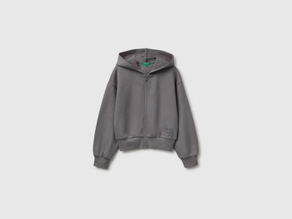 Benetton Gray Girls 100% Cotton Hoodie SKU: 38O3C506C_39R Image 01