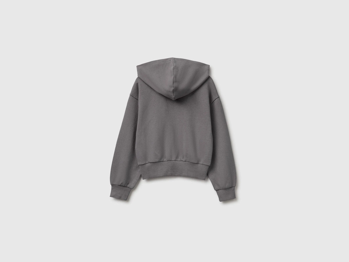 Benetton Gray Girls 100% Cotton Hoodie SKU: 38O3C506C_39R Image 02