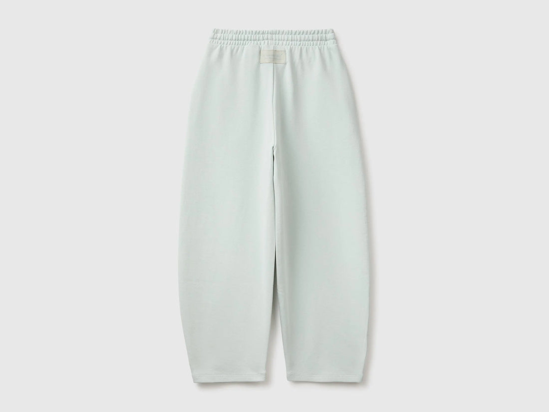 Benetton Light Green Girls Barrel-Fit Joggers in Fleece SKU: 38O3CF076_00M Image 02