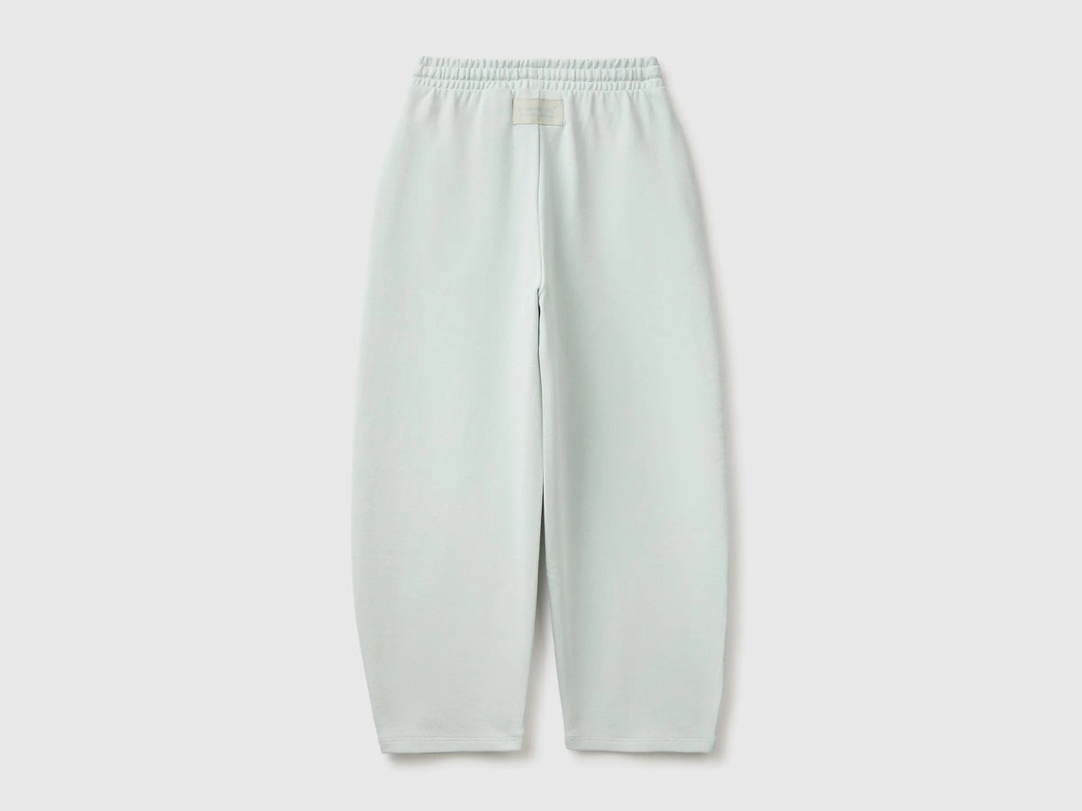 Benetton Light Green Girls Barrel-Fit Joggers in Fleece SKU: 38O3CF076_00M Image 02