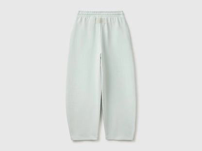 Benetton Light Green Girls Barrel-Fit Joggers in Fleece SKU: 38O3CF076_00M Image 02