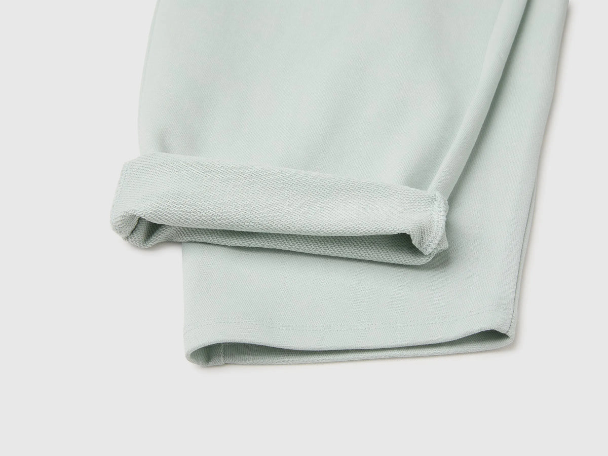Benetton Light Green Girls Barrel-Fit Joggers in Fleece SKU: 38O3CF076_00M Image 03