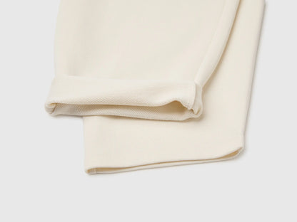 Benetton Creamy White Girls Barrel-Fit Joggers in Fleece SKU: 38O3CF076_0R2 Image 03