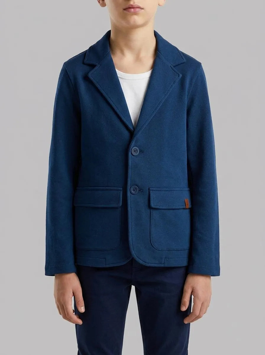 Benetton Dark Blue Boys Elegant Blazer with Pockets SKU: 38PZC600K_37T Image 00