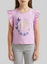 Benetton Lilac Girls Cropped T-Shirt with Print and Embroidery SKU: 38V4G10MU_00L Image 00