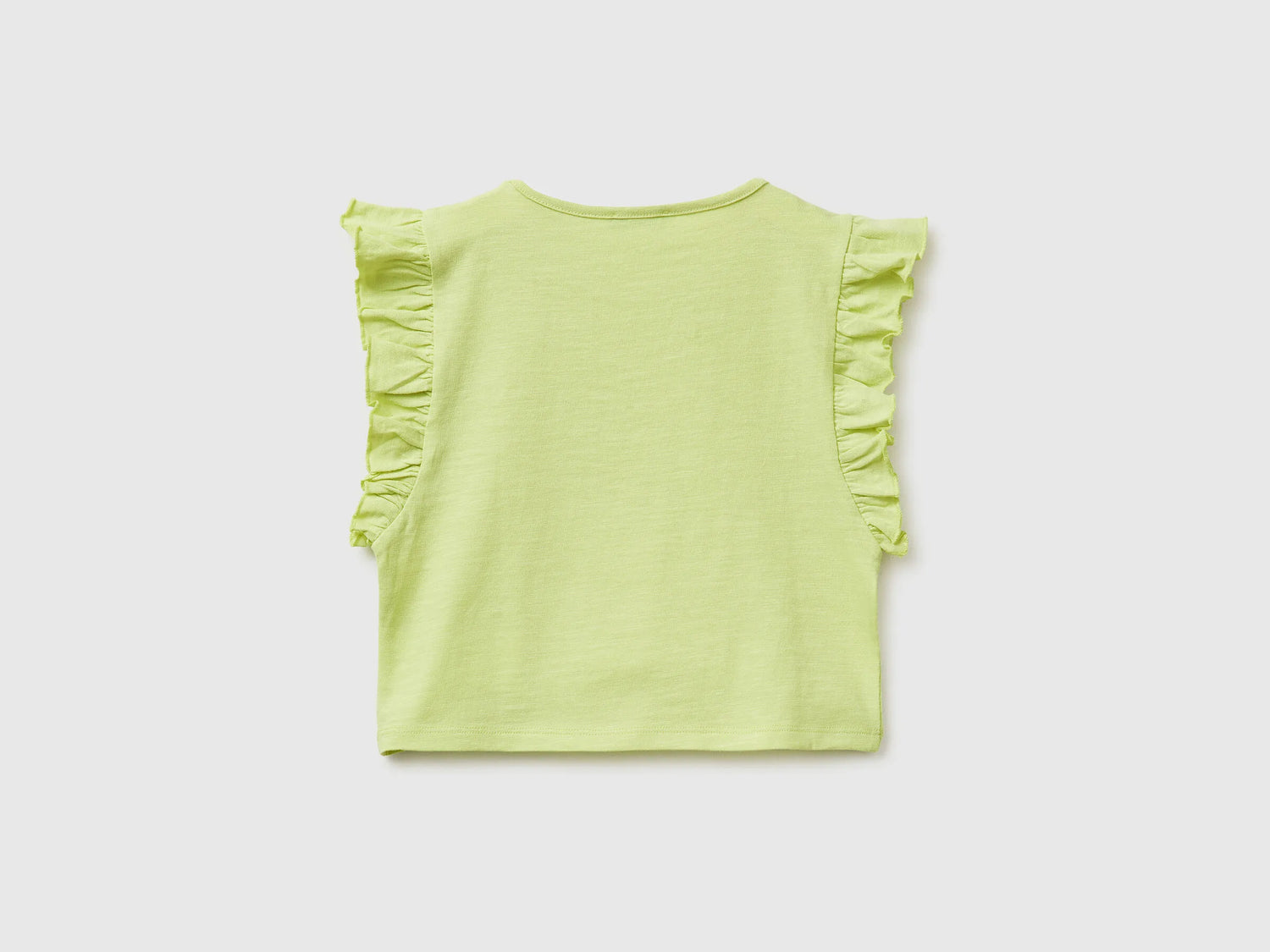 Benetton Lime Girls Cropped T-Shirt with Print and Embroidery SKU: 38V4G10MU_0M4 Image 02