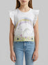 Benetton White Girls Cropped T-Shirt with Print and Embroidery SKU: 38V4G10MU_101 Image 00