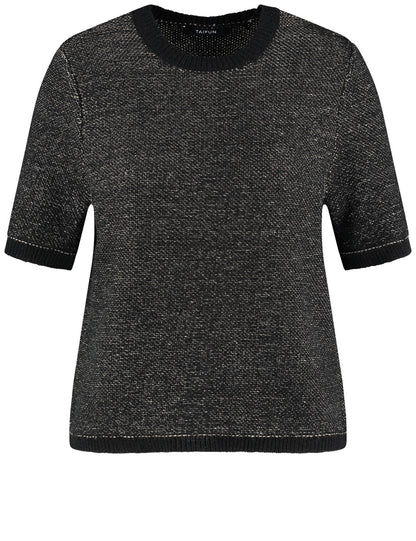 Taifun_Black Patterned_Pullover 1/2 Sleeve_390008-77012_1102_01