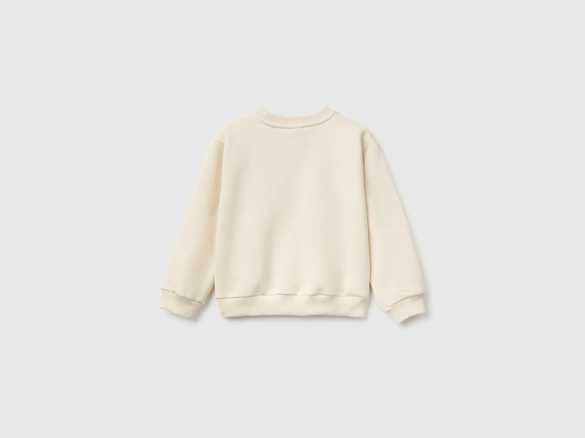 Benetton Creamy White Girls Capyfun Capybara Crewneck Sweatshirt SKU: 392VG10NR_00V Image 02