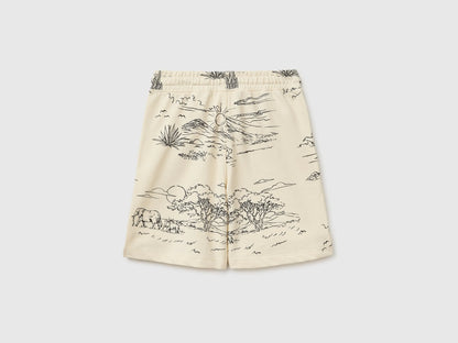 Benetton Creamy white Boys Printed Sweatshirt Bermuda Shorts SKU: 3959C903V_73L Image 02