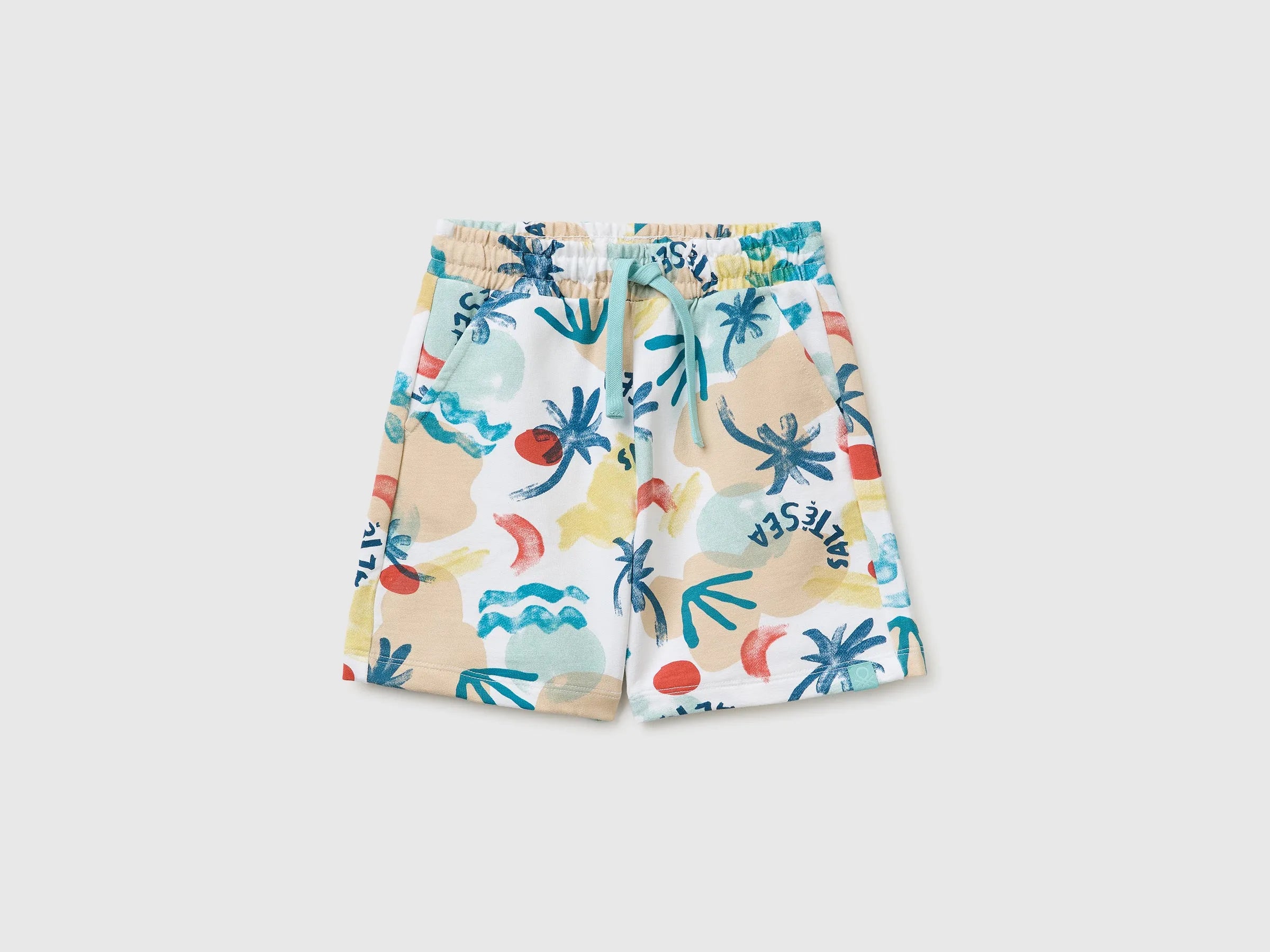 Benetton Multi-color Boys Bermuda Shorts with Tropical Print SKU: 3959G9024_70P Image 01