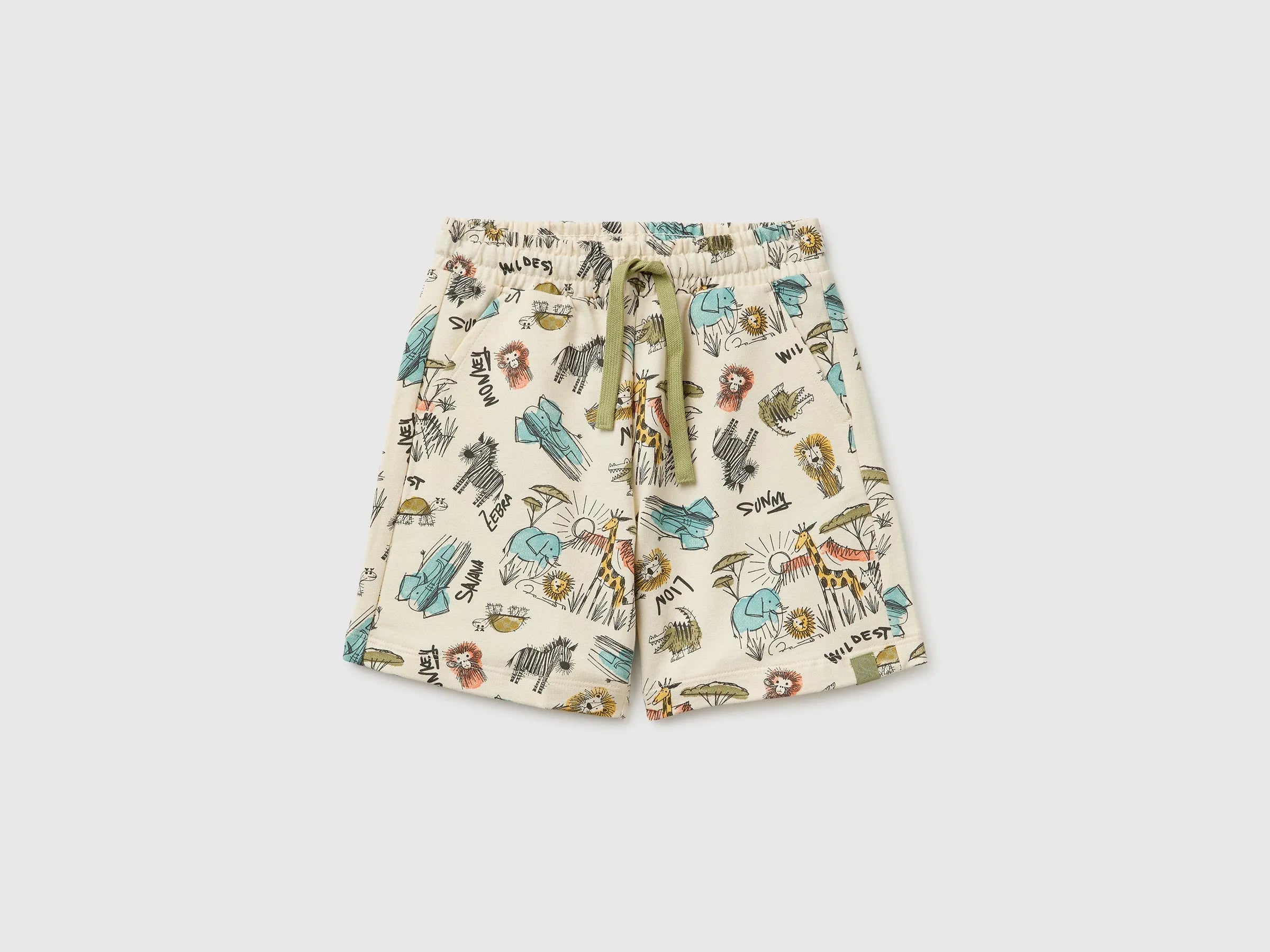 Benetton Multi-color Boys Bermuda Shorts with Safari Print SKU: 3959G9024_70Q Image 01