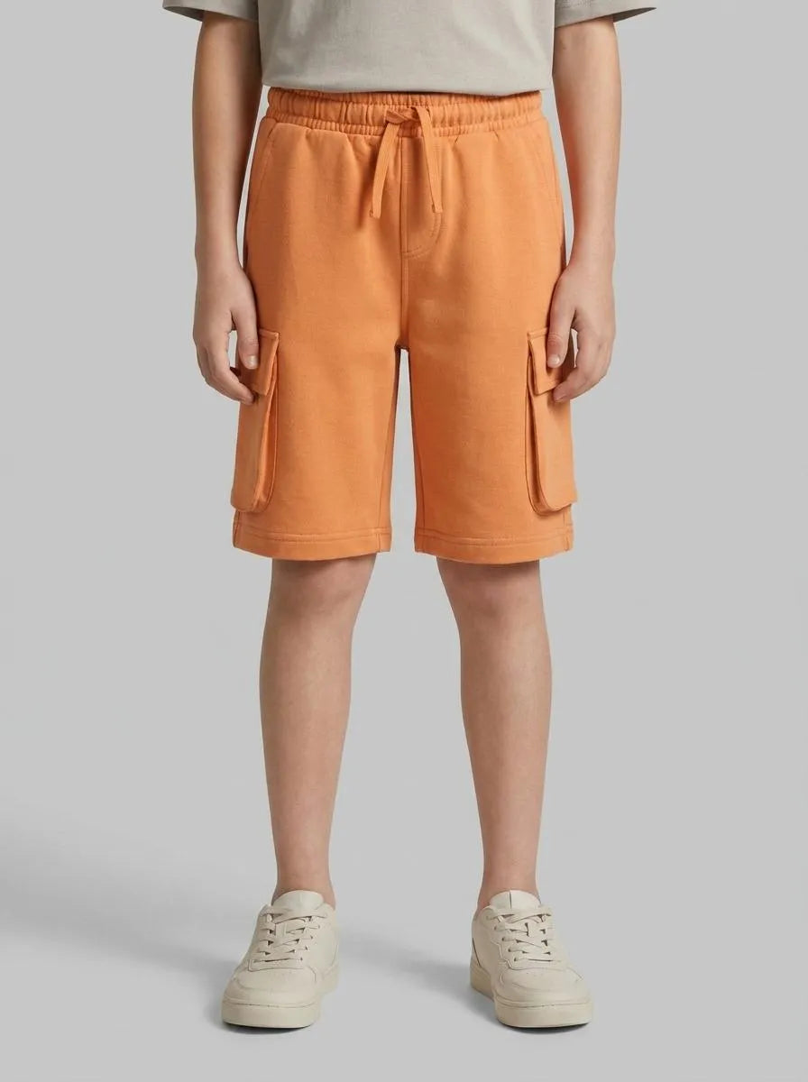 Benetton Orange Boys Fleece Bermuda Shorts with Pockets SKU: 39DJC902N_0D1 Image 00
