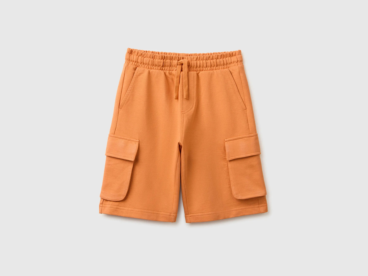 Benetton Orange Boys Fleece Bermuda Shorts with Pockets SKU: 39DJC902N_0D1 Image 01