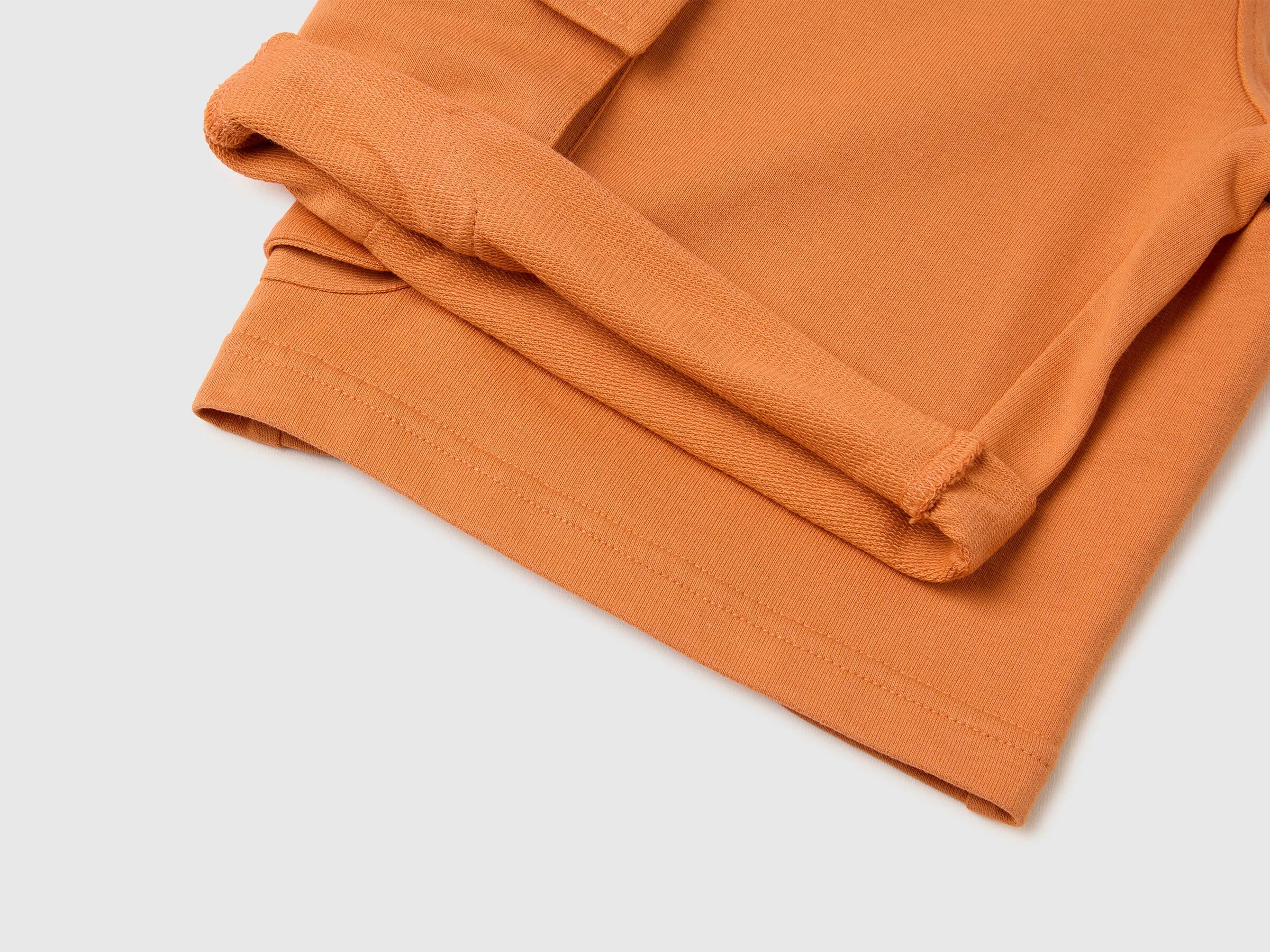 Benetton Orange Boys Fleece Bermuda Shorts with Pockets SKU: 39DJC902N_0D1 Image 03