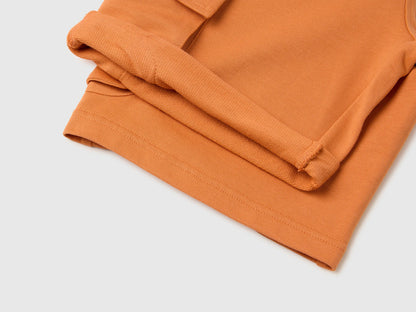 Benetton Orange Boys Fleece Bermuda Shorts with Pockets SKU: 39DJC902N_0D1 Image 03