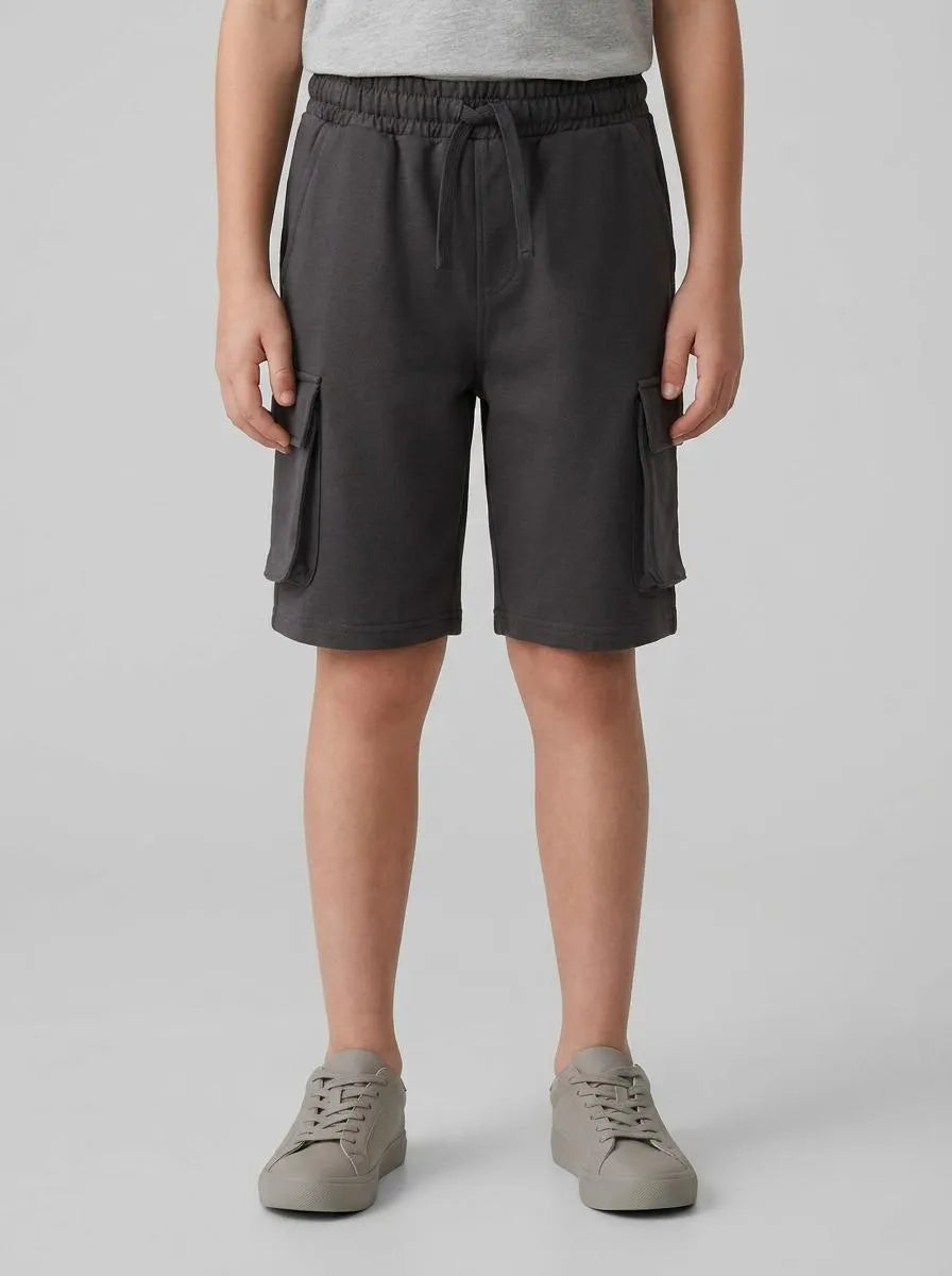 Benetton Dark Gray Boys Fleece Bermuda Shorts with Pockets SKU: 39DJC902N_19E Image 00