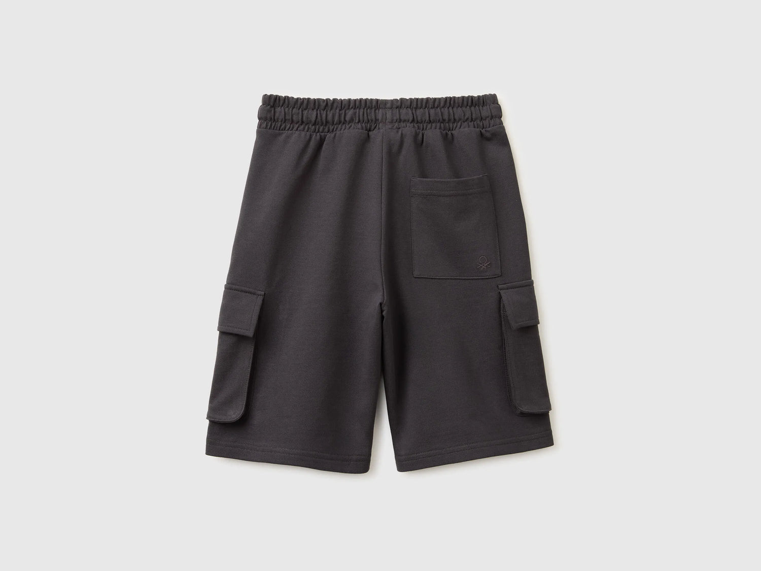 Benetton Dark Gray Boys Fleece Bermuda Shorts with Pockets SKU: 39DJC902N_19E Image 02