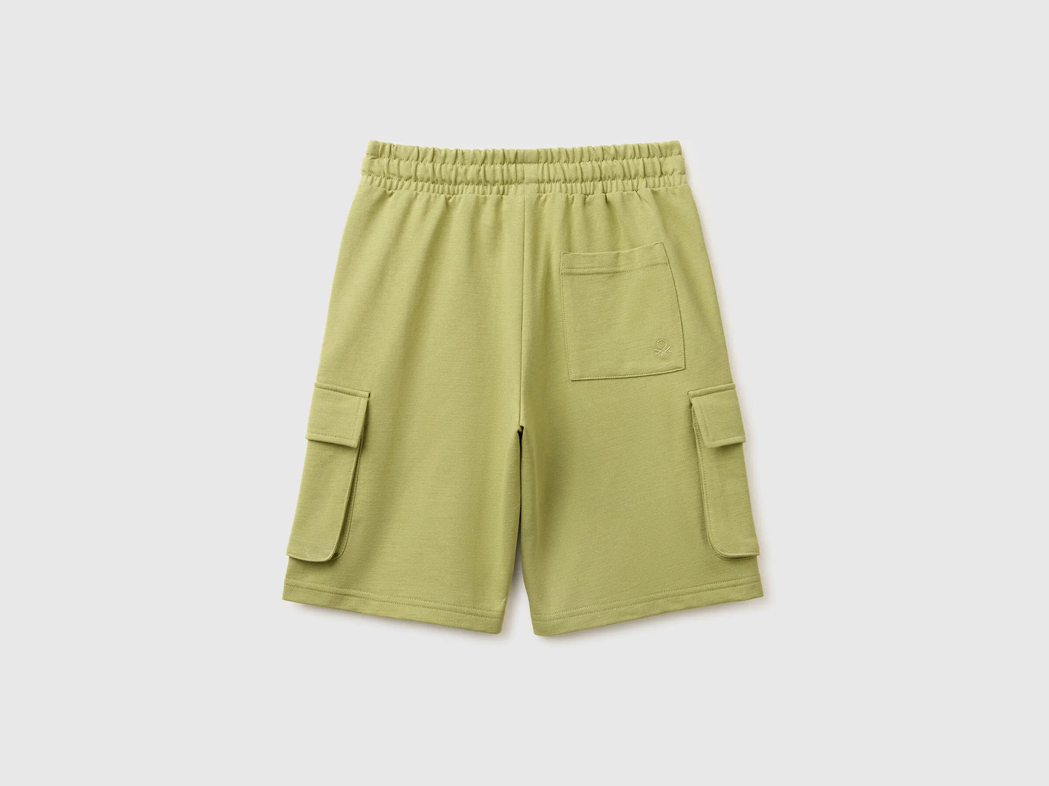 Benetton Military Green Boys Fleece Bermuda Shorts with Pockets SKU: 39DJC902N_1Q1 Image 02