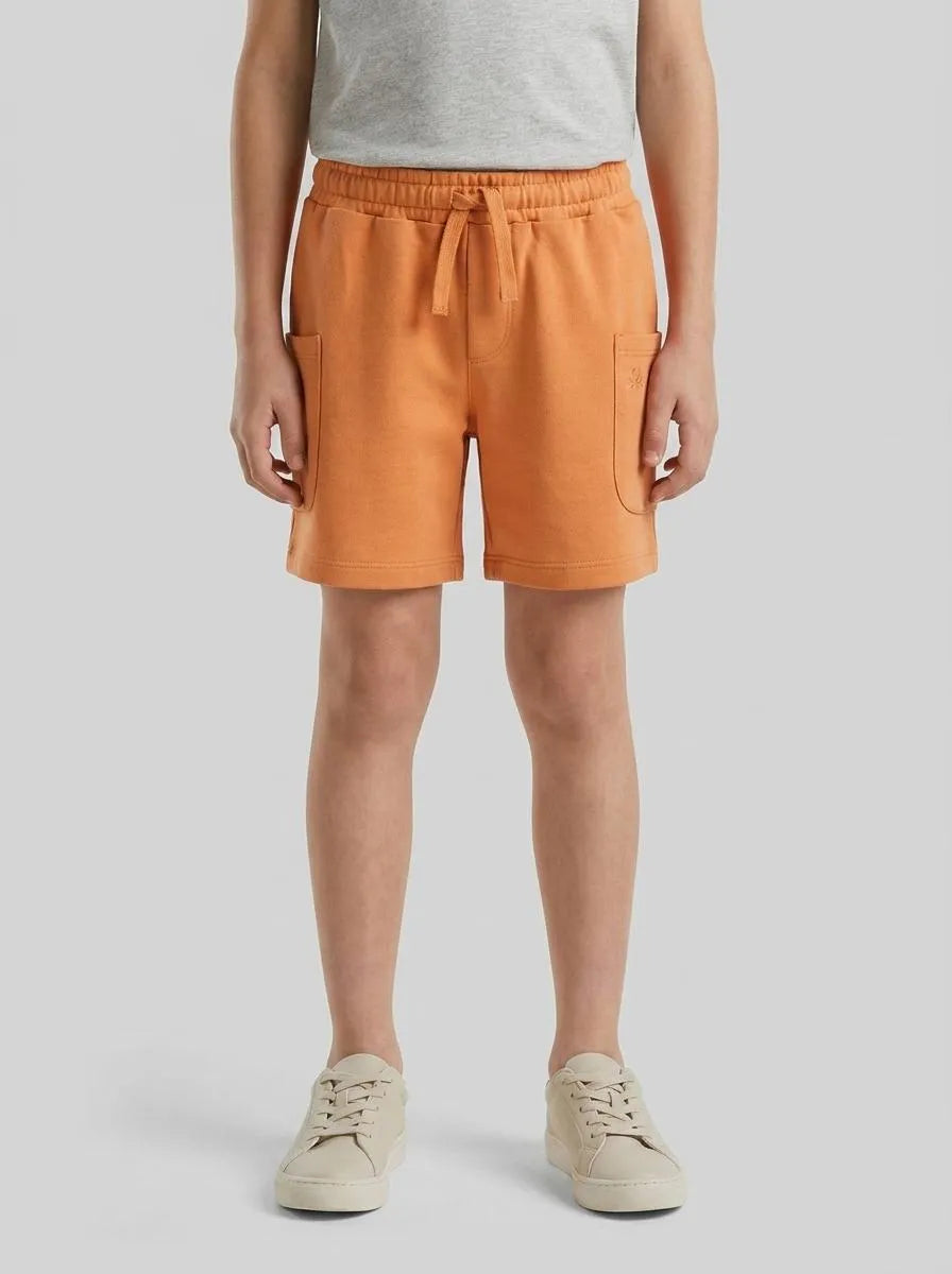 Benetton Orange Boys Cargo Bermuda Shorts with Drawstring SKU: 39DJG901C_0D1 Image 00