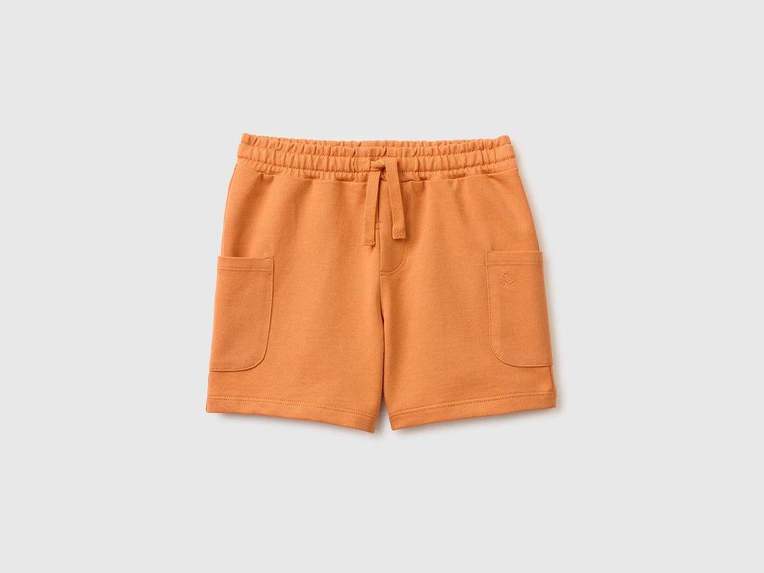 Benetton Orange Boys Cargo Bermuda Shorts with Drawstring SKU: 39DJG901C_0D1 Image 01