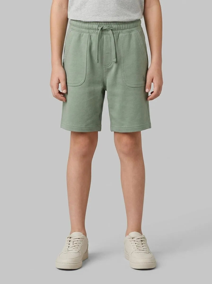 Benetton Military Green Boys Cargo Bermuda Shorts with Drawstring SKU: 39DJG901C_1Q1 Image 00