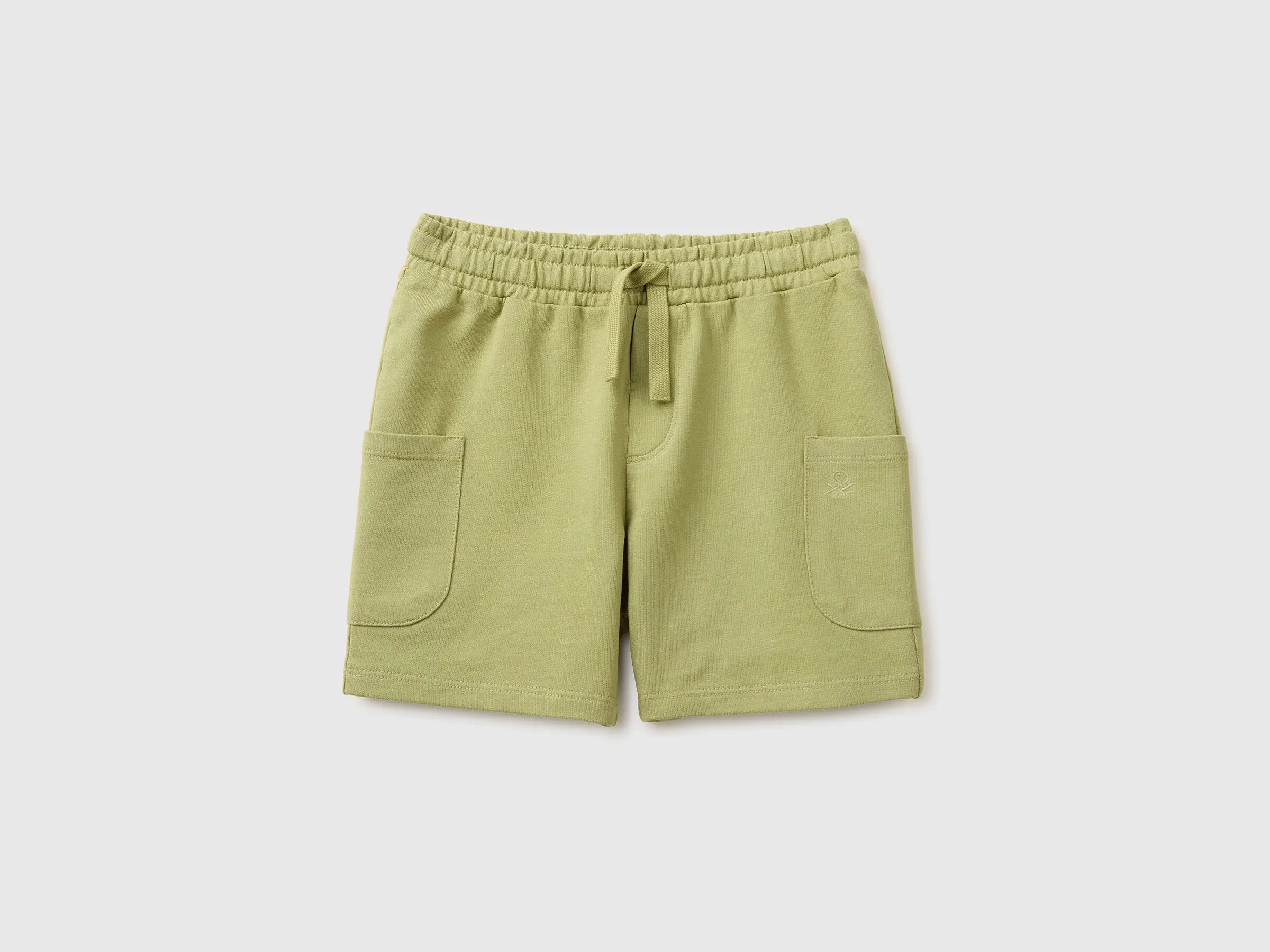 Benetton Military Green Boys Cargo Bermuda Shorts with Drawstring SKU: 39DJG901C_1Q1 Image 01