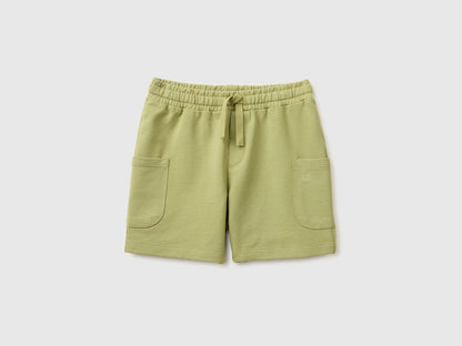 Benetton Military Green Boys Cargo Bermuda Shorts with Drawstring SKU: 39DJG901C_1Q1 Image 01