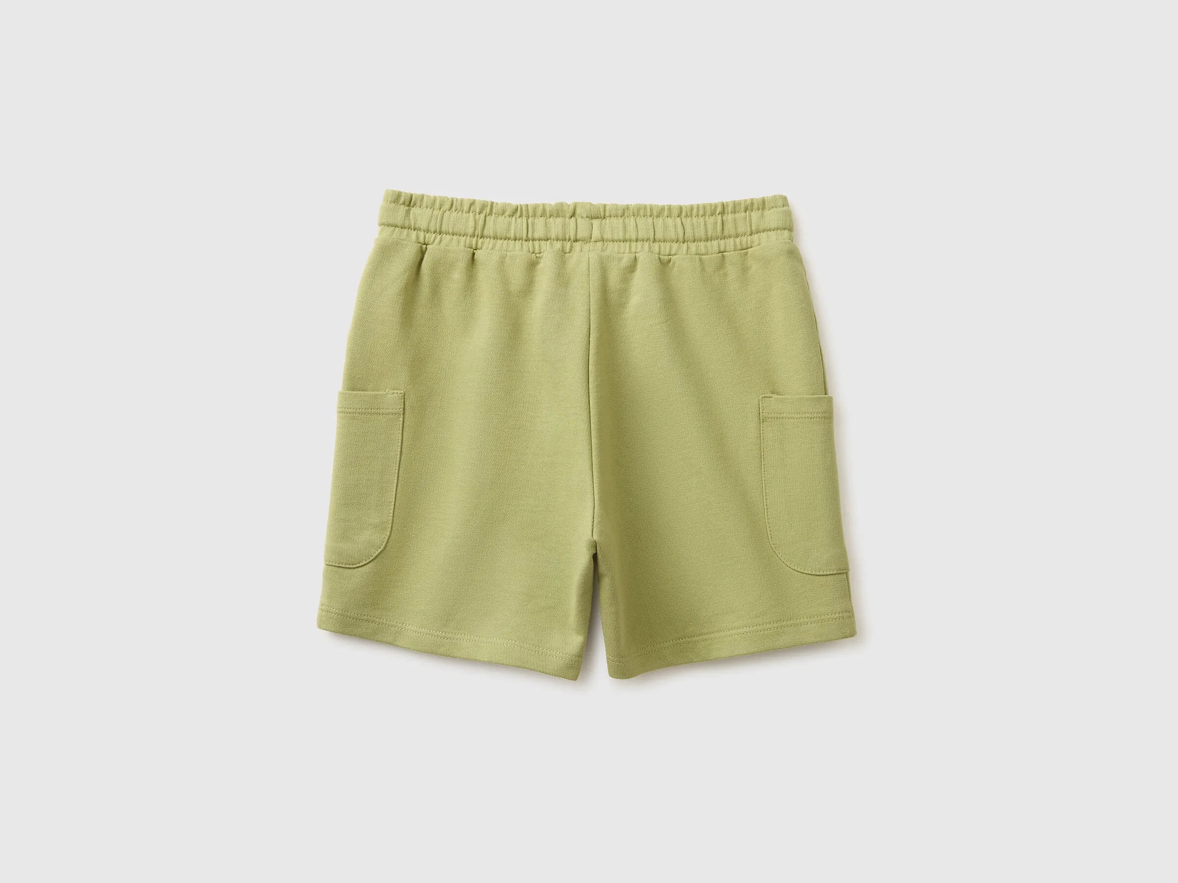 Benetton Military Green Boys Cargo Bermuda Shorts with Drawstring SKU: 39DJG901C_1Q1 Image 02