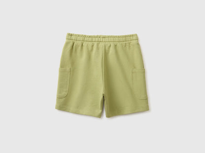 Benetton Military Green Boys Cargo Bermuda Shorts with Drawstring SKU: 39DJG901C_1Q1 Image 02