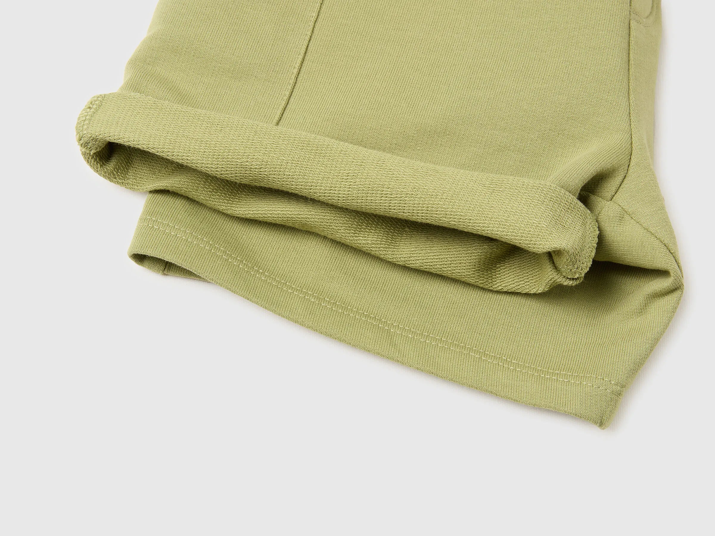 Benetton Military Green Boys Cargo Bermuda Shorts with Drawstring SKU: 39DJG901C_1Q1 Image 03