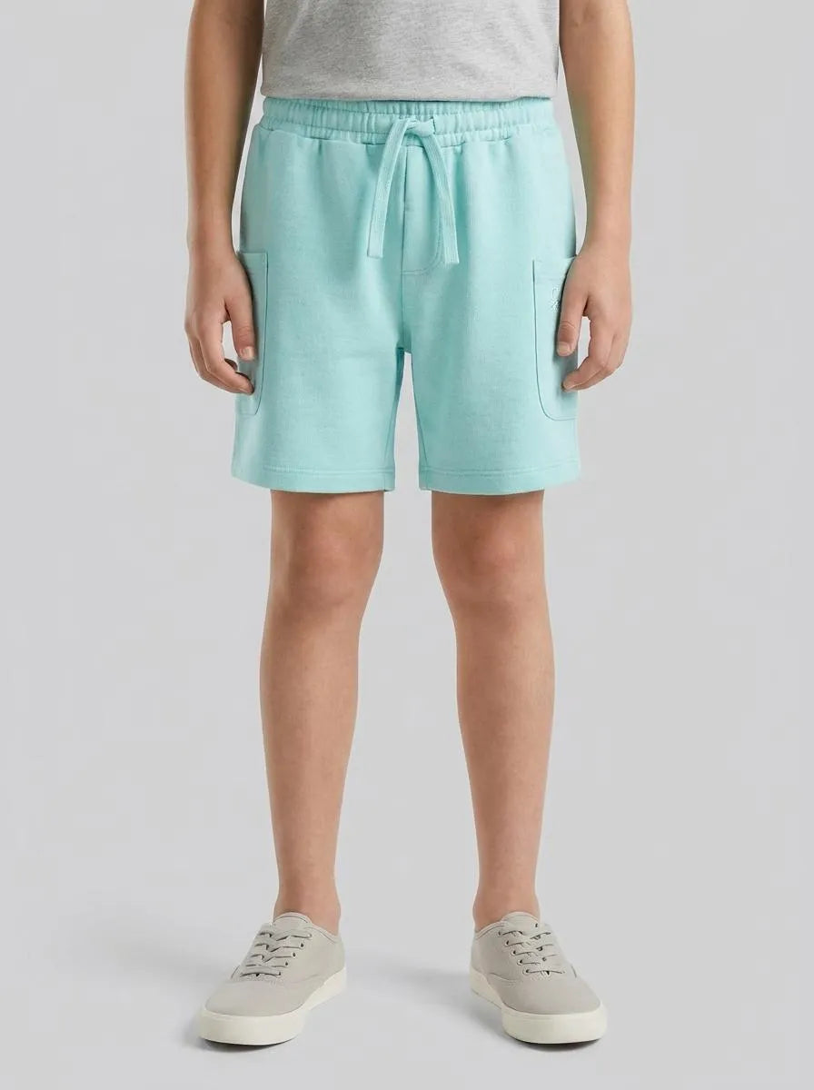 Benetton Aqua Boys Cargo Bermuda Shorts with Drawstring SKU: 39DJG901C_3L7 Image 00