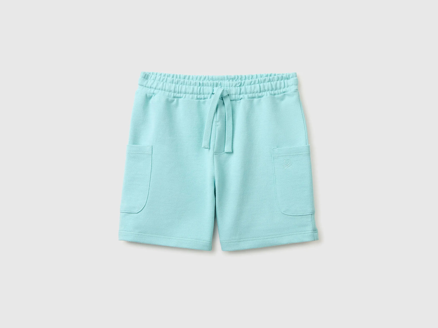 Benetton Aqua Boys Cargo Bermuda Shorts with Drawstring SKU: 39DJG901C_3L7 Image 01