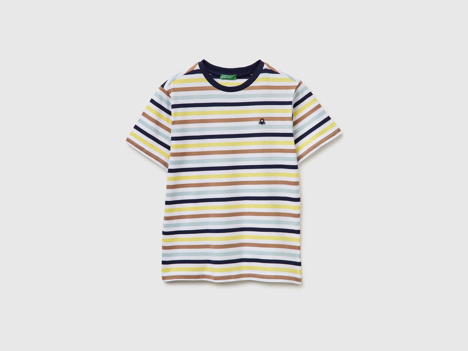 Benetton Yellow Boys Striped T-Shirt SKU: 39IAC10S8_905 Image 01